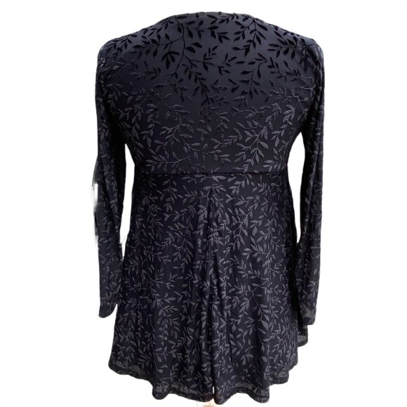 Y2K Velvet Burnout Babydoll Top Sz L Black Sheer Fairy Grunge Whimisgoth - Picture 8 of 14